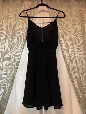 Lush Black Spaghetti Strap Mini Dress